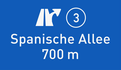 Autobahntafel; Autobahn A115, Ausfahrt 3, Spanische Allee, Nachbildung