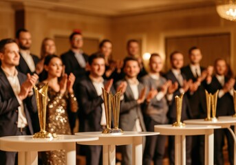 Award ceremony celebration with applause indoors
