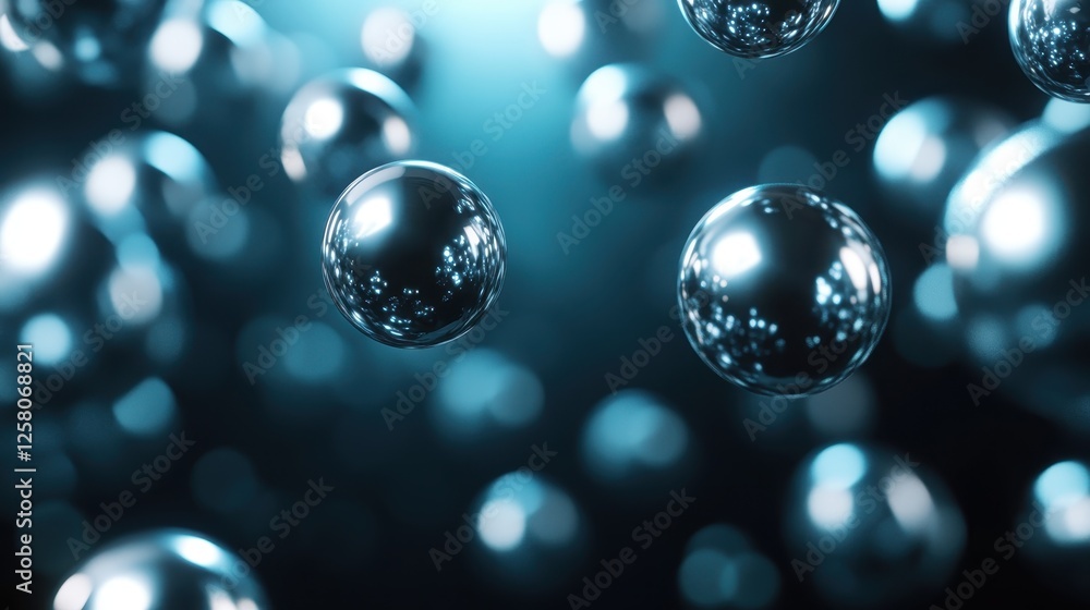 Poster a mesmerizing abstract background featuring floating blue bubbles that create a sense of depth and t