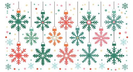 Hanging Christmas snowflakes ornaments vector, Winter holiday hanging snowflakes Christmas ornaments, Festive hanging snowflakes Christmas decorative ornaments, Hanging snowflake vector elements