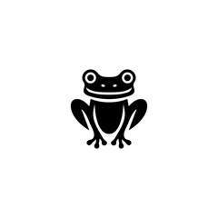 Simple Black Animal Silhouette Logo Frog