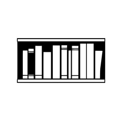 Minimalist Black and White Bookshelf Silhouette: White books neatly arranged within a black-lined frame, offering a striking contrast.