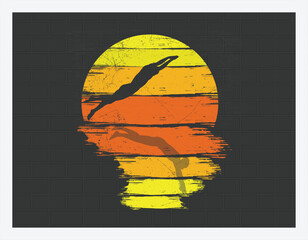 Swim T Shirt Design, Adventure T Shirt, Custom t-shirt design, Outdoor, Mountain, T Shirt Design illustration