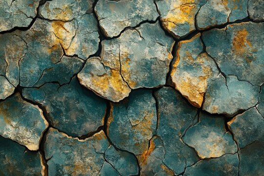 Cracked surface with vibrant textures showcasing weathered earth tones and intricate patterns
