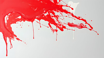red and White Minimalist Paint Splash Background on Light Gray Canvas