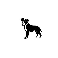 Dog Symbol: Black and white drawing of a dog standing in profile.