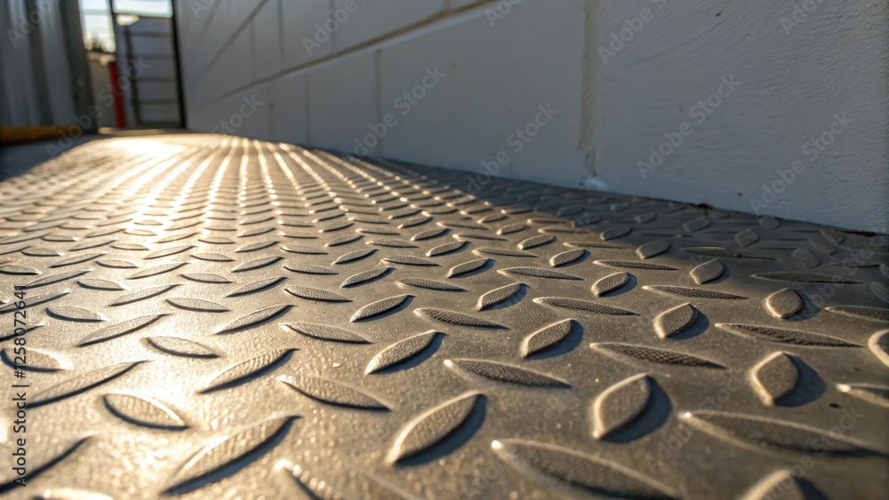 Poster A closeup capturing the interplay of light and shadow on a highly textured embossed metal surface emphasizing its relief and dimensionality against a simple wall.