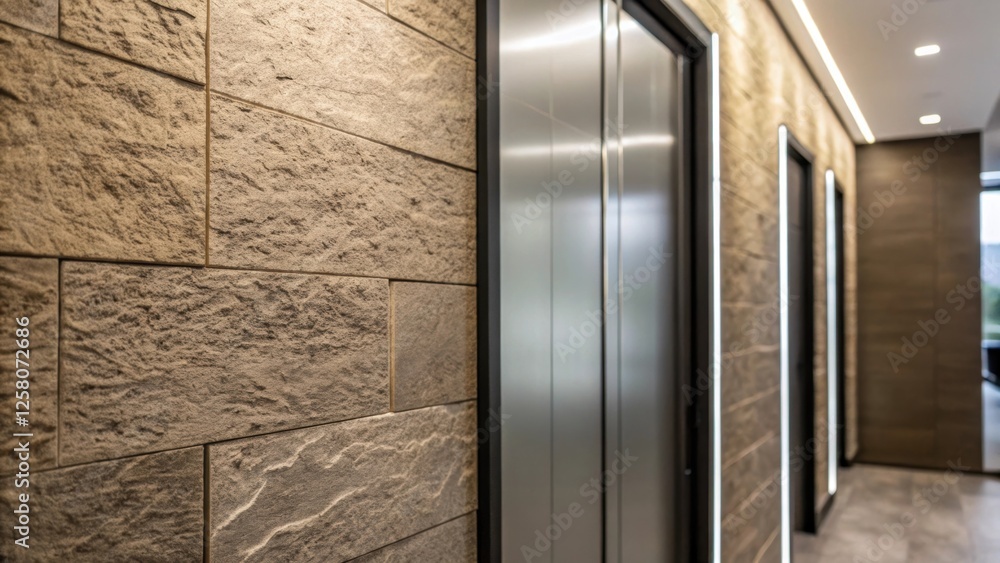 Leinwandbilder a closeup capturing the texture of the wall adjacent to the installed mirrored doors contrasting the