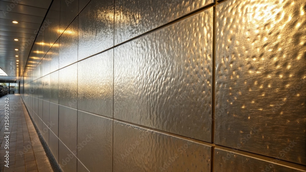 Aufkleber A closeup image of a wall treated with a metallic finish where light reflects off the textured surface creating a shimmering dynamic appearance.