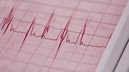 Detailed Close Up ECG Heartbeat Rhythm Graph