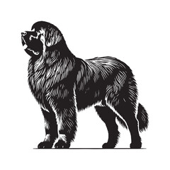 Newfoundland silhouette highlighting the breed’s iconic large build - Newfoundland illustration - minimal Newfoundland vector - dog silhouette
