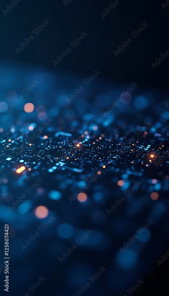 Poster generative ai, abstract glowing nodes network on dark blue surface