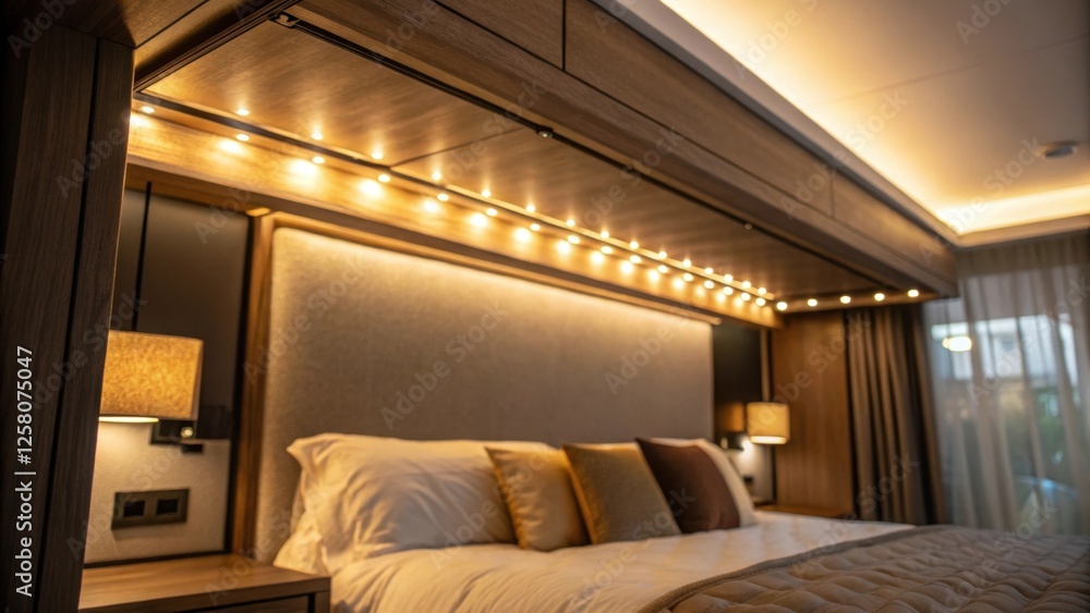 Aufkleber a closeup of ambient lighting installed above a dropdown bed casting a warm glow over the room enhan