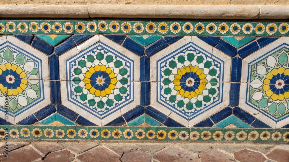 Aufkleber A closeup of an intricate border created by hexagonal tiles interspersed with circular outs emphasizing creativity and breaking geometric norms.