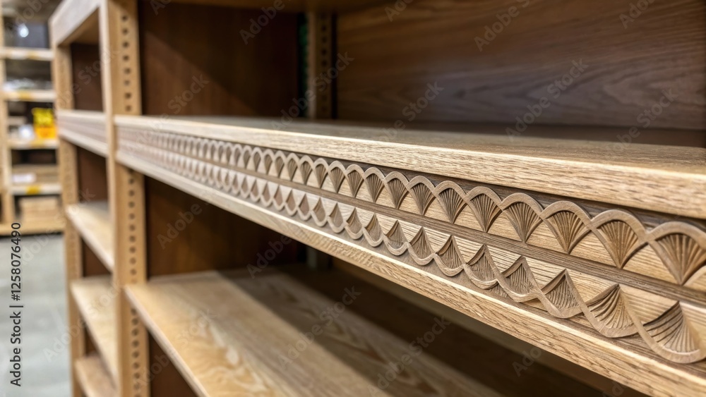 Aufkleber A closeup of a shelf with a unique design detail such as grooves or patterns illustrating the artistry involved in custom shelving.
