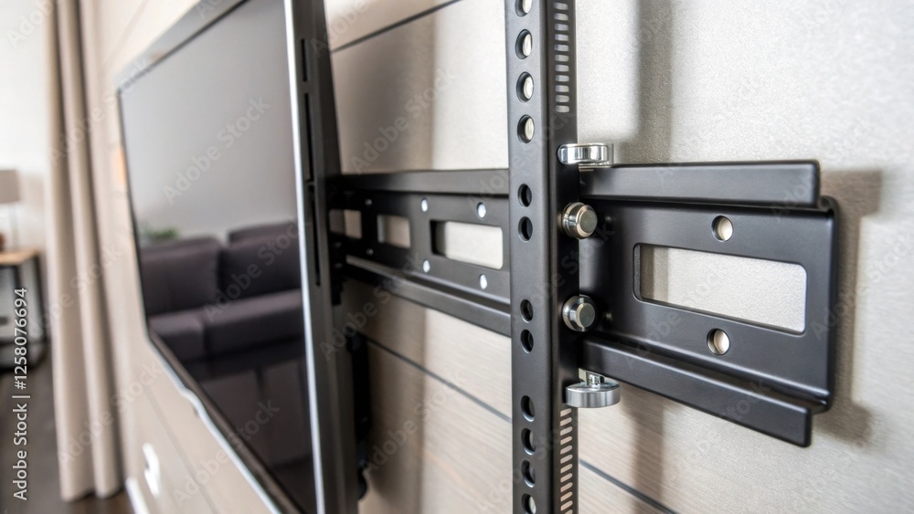 Poster a closeup of a sleek tv bracket secured to the wall showcasing the sy metal design with precisiontap
