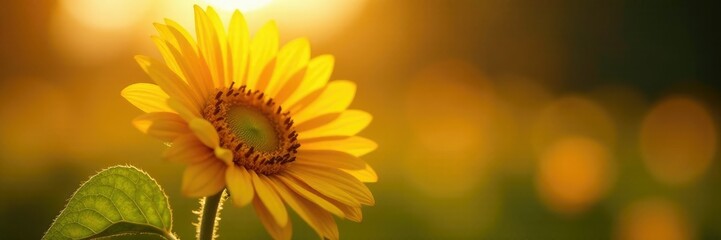 Obraz premium Backlit sunflower with delicate petals and a strong stem, colorful, sunflower