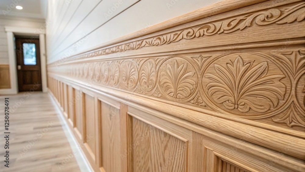 Aufkleber A closeup of intricate wood grain patterns on newly installed shiplap displayed against lightcolored drywall for an elegant yet beachy look.