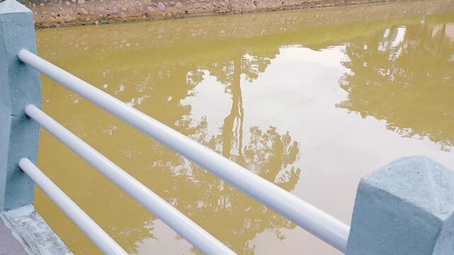 Flood control pool. rainwater storage pond.
