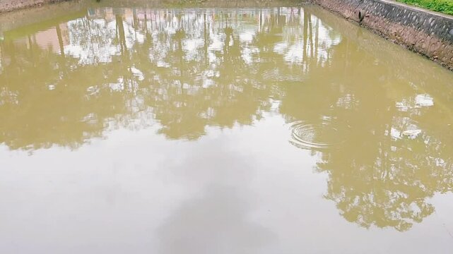 Flood control pool. rainwater storage pond.