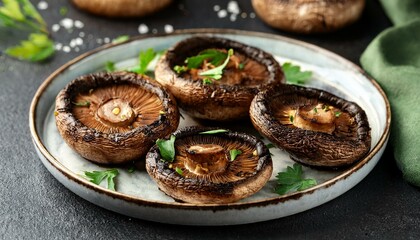 Fresh healthy grilled portobello mushrooms