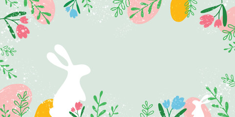easter background with bunny and eggs