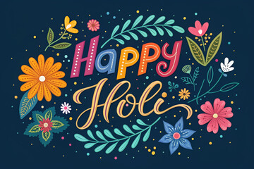 Fototapeta premium Happy Holi Greeting Calligraphy