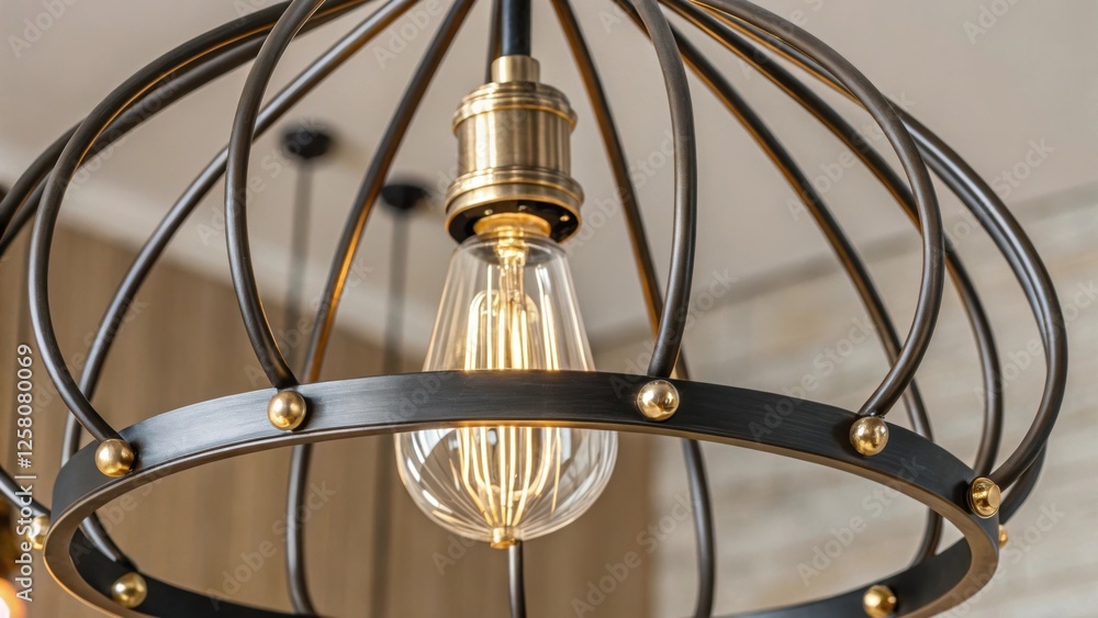 Poster a closeup of the intricate wiring and decorative details of a pendant light fixture reflecting moder