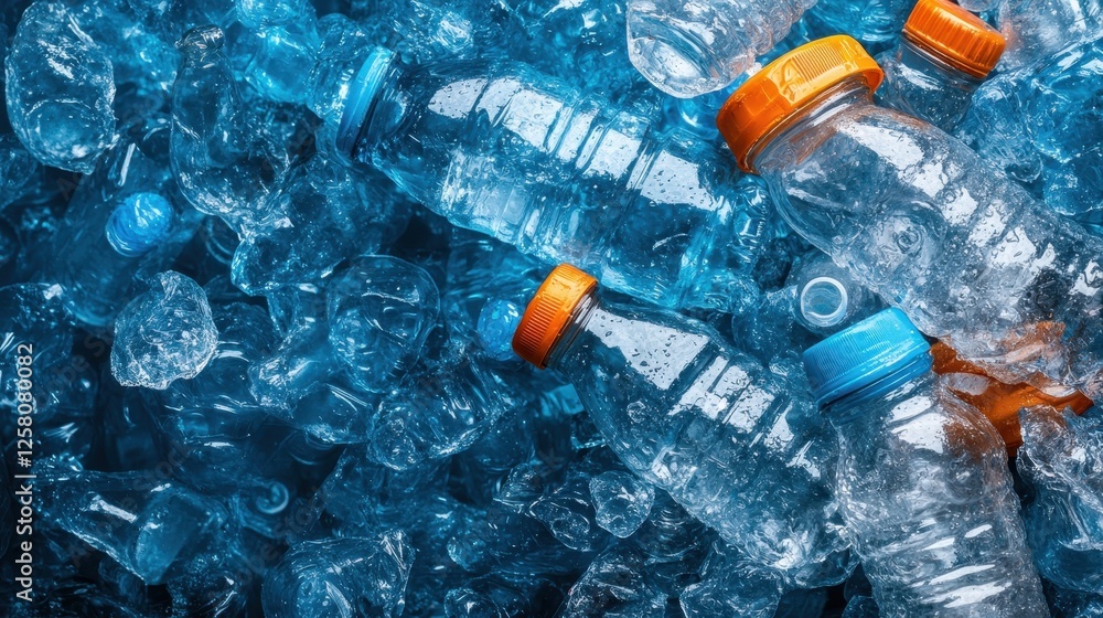 Poster this image features a collection of water bottles nestled within glistening ice cubes, showcasing a 