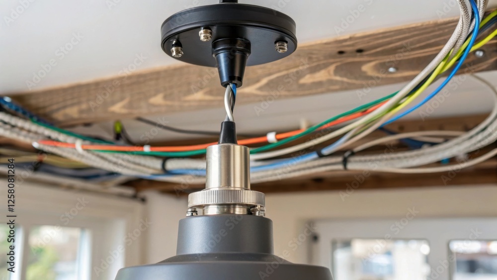 Aufkleber a closeup shot focusing on the installation of a pendant light showcasing a closeup of a ceiling mou