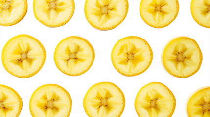Fresh banana slices pattern isolated on transparent background