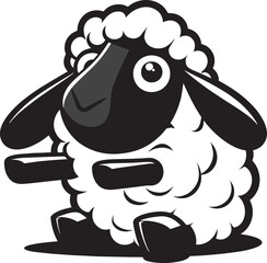 Cute Black And White Sheldon Sheep Vector