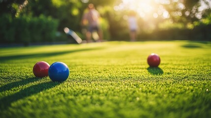 A competitive bocce ball match.