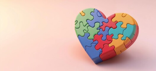 World Autism Awareness Day, United Nations measures to raise awareness about autistic individuals throughout the world, Colorful Puzzle in Forming Heart Shaped.