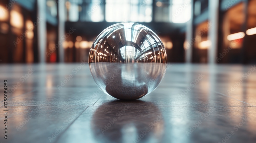 Aufkleber a reflective sphere positioned in an urban minimalist setting, showcasing a blend of modern architec