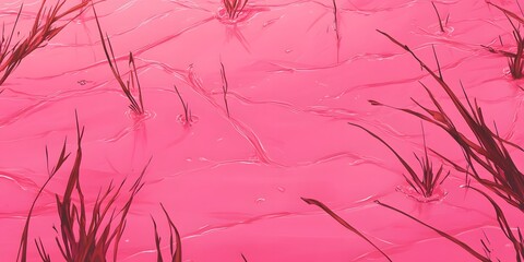 Pink Water Plants Abstract Art Surrealism