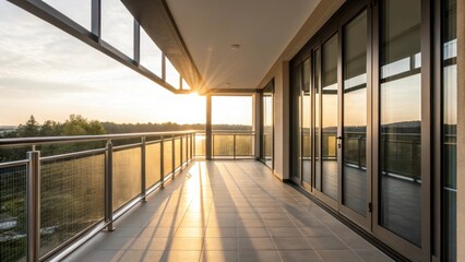 A medium closeup highlighting the finished installation with sunlight streaming through the enclosure capturing the clean lines and the enhanced balcony space ready for use.