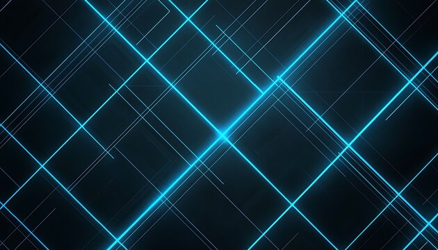 Minimalistic neon-lit wall with glowing blue lines, offering a sleek and simple geometric backdrop for modern designs.