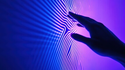 Futuristic concept of human interaction with technology through touch and light