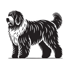 Elegant Old English Sheepdog silhouette with detailed fluffy fur - Old English Sheepdog illustration - minimal Old English Sheepdog vector
