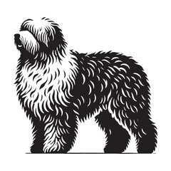 Well-crafted Old English Sheepdog silhouette featuring bold details - Old English Sheepdog illustration - minimal Old English Sheepdog vector