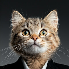 anzug, suit, suits, kragen, krawatte, comic, witzig, katze, tier, kätzchen, haustier, felino, hübsch, einheimisch, fell, haustier, portrait, katze, auge, auge, säugetier, tier, getigerte katze, jung, 