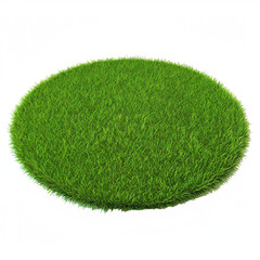 Circular patch of vibrant green grass isolated on transparent background