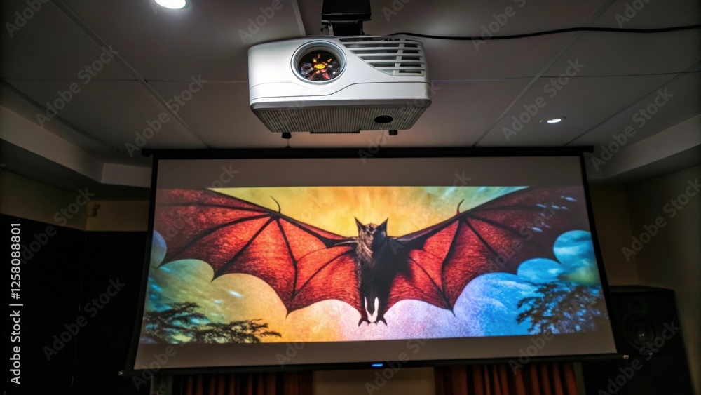 Aufkleber A medium closeup of a highdefinition projector mounted on the ceiling casting a soft glow as it projects onto the screen highlighting the technological transformation of the bat.