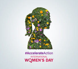 Accelerate action - International women's day concept poster. 2025 women's day campaign theme -...