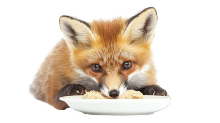 Obraz premium red fox vulpes isolated on white background