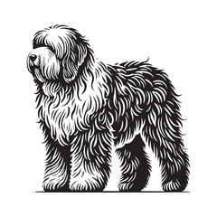 Majestic Old English Sheepdog silhouette with distinctive fluffy shape - Old English Sheepdog illustration - minimal Old English Sheepdog vector 
