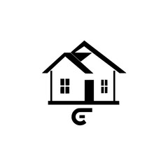 Fototapeta premium Black-and-white minimalist logo featuring a house silhouette and letter G.