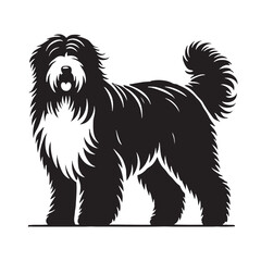 Playful Old English Sheepdog silhouette capturing friendly nature - Old English Sheepdog illustration - minimal Old English Sheepdog vector