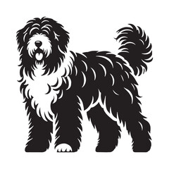 Sharp Old English Sheepdog silhouette crafted with artistic depth - Old English Sheepdog illustration - minimal Old English Sheepdog vector